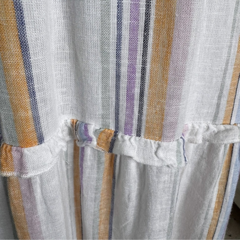 Rails Amelia Linen Blend Midi Dress in Merida Stripe Soft White Size S - Picture 6 of 14
